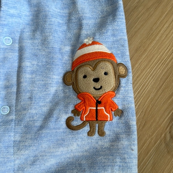 Baby Boys warm hooded Romper Blue Snap/Button 6-9 Months - Picture 2 of 3